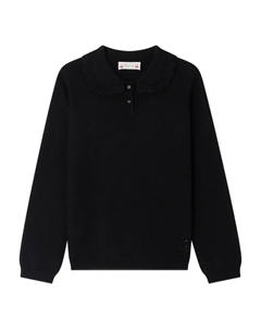 Свитер с оборками на воротнике, черный Bonpoint