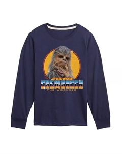 Футболка с длинным рукавом и принтом «Chewbacca the Wookie» для мальчиков 8-20 лет, хромированная, синий Star wars