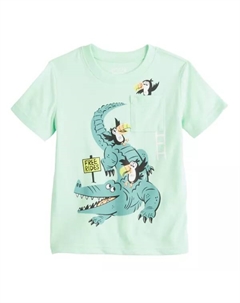 Футболка с принтом и карманом для мальчиков Baby & Toddler, цвет mint gator ride Jumping beans