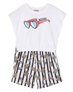 Комплект из топа и шортов с принтом Teddy Bear, белый Moschino kids
