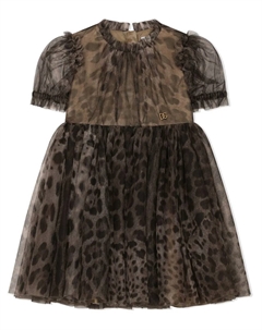 Платье с леопардовым принтом, коричневый Dolce & gabbana kids