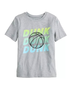 Футболка с принтом для мальчиков 4-12 лет, цвет grey dunk Jumping beans