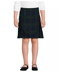 Школьная юбка-шорты для девочек с боковой складкой и клетчатым рисунком, выше колена, синий Lands' end