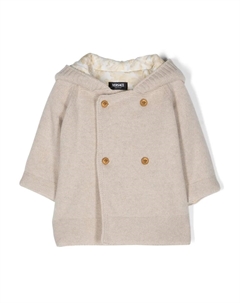 Двубортная куртка с капюшоном, нейтральный Versace kids