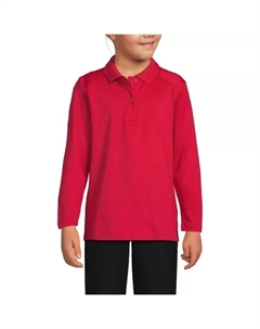 Рубашка-поло с длинным рукавом для девочек 4-16 лет, красный Lands' end