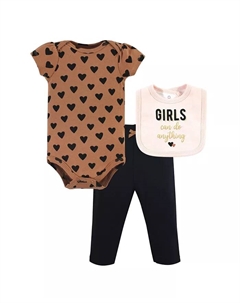 Комплект для девочек Hudson: боди, штанишки и слюнявчик из хлопка, розовый Hudson baby