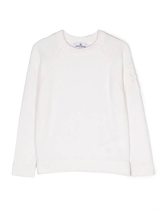 Джемпер с вышитым логотипом, белый Stone island junior