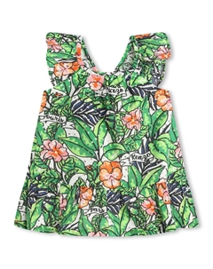 Расклешенное платье с оборками, зеленый Kenzo kids