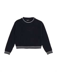 Укороченный свитер, синий Balmain kids