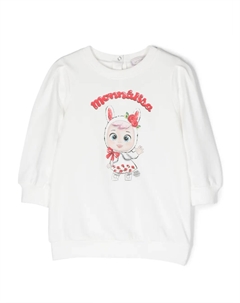 Платье с длинными рукавами и логотипом, белый Monnalisa