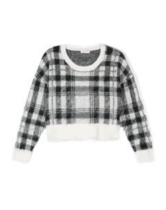 Клетчатый джемпер с эффектом потертости, черный Monnalisa