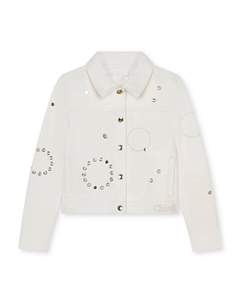 Джинсовая куртка-рубашка с люверсами, белый Chloé kids