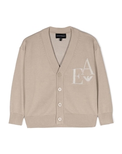 Кардиган с жаккардовым логотипом, нейтральный Emporio armani kids
