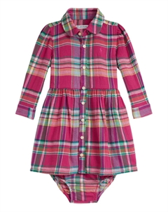 Клетчатое платье на пуговицах, розовый Polo ralph lauren kids