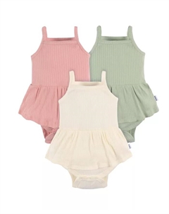 Комплект из 3 боди без рукавов с юбочкой для девочек, цвет Antique White, размер 3-6M, белый Gerber