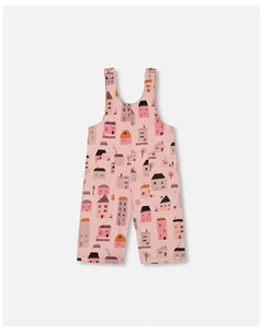 Детский комбинезон из френч-терри с принтом для девочек Pink And Coral Houses - Toddler|Child, розовый Deux par deux