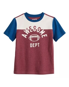 Футболка с короткими рукавами и цветной графикой для мальчиков 4–12 лет, цвет maroon awesome Jumping beans