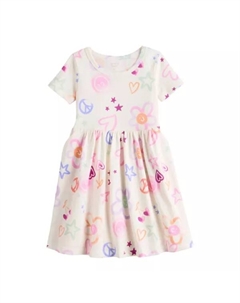 Платье для девочки с коротким рукавом, цвет ivory graffiti icons Jumping beans