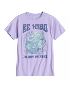 Футболка с принтом oversize для девочек 7-20 лет с коротким рукавом в обычном и плюс размерах, цвет be kind planet So