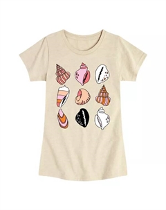 Футболка с рисунком ракушек для девочек 7-16 лет, бежевый Licensed character