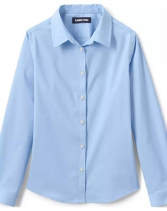 Блузка с длинным рукавом Big Girls No Gape Stretch, синий Lands' end