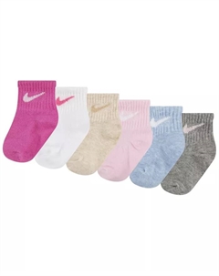 Детские носки с логотипом Swoosh для мальчиков и девочек, 6 пар, розовый Nike