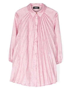 Плиссированное платье с принтом Barocco, розовый Versace kids