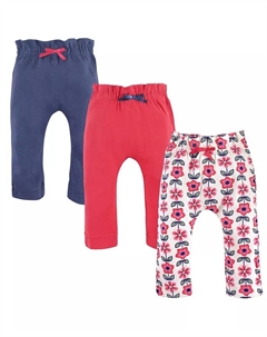 Брюки для девочек из органического хлопка, 3 шт., цветочный принт, 3-6 месяцев, синий Touched by nature