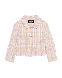 Твидовый клетчатый пиджак, розовый Versace kids