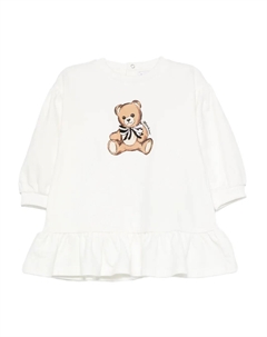 Платье с рюшами и принтом «тедди», белый Moschino kids