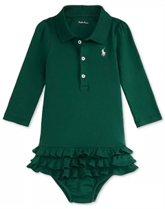 Платье-поло с рюшами для девочек, зеленый Polo ralph lauren