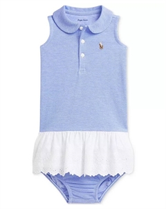 Платье детское с вышивкой "айлет", синий Polo ralph lauren