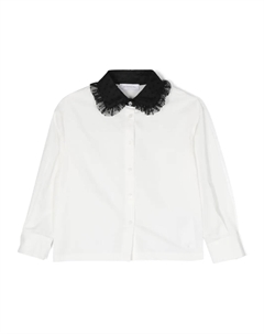 Укороченная рубашка с воротником из тюля, белый Monnalisa