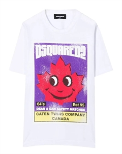 Хлопковая футболка с графическим принтом, белый Dsquared2 kids