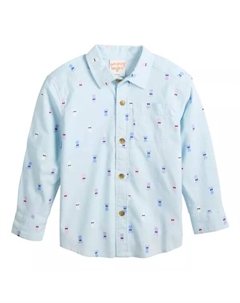 Детская рубашка с длинным рукавом на пуговицах для мальчиков, цвет blue bunny print Jumping beans
