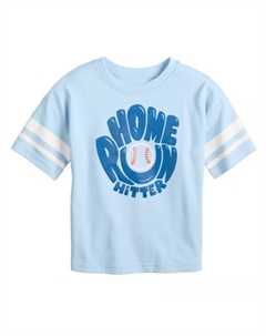 Футболка с коротким рукавом и принтом в стиле varsity для мальчиков и малышей, цвет blue home run Jumping beans