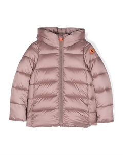 Пуховик с капюшоном и нашивкой-логотипом, розовый Save the duck kids