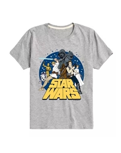 Футболка с ретро-принтом для мальчиков 8-20 лет, серый Star wars