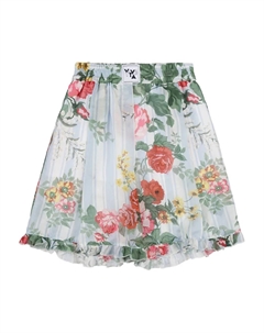 Шорты с оборками и цветочным принтом, синий Vivetta kids