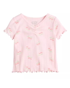 Футболка с ребристым воротником для малышей и девочек, цвет cherry icon pink Jumping beans