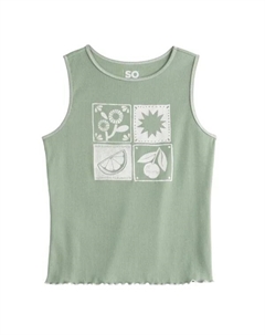 Майка с ребристым принтом для девочек 6-20 лет, стандартного и большого размера, цвет tile woodcut So