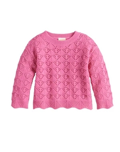 Детский ажурный свитер с круглым вырезом для девочек 4-12 лет, цвет pink notion Jumping beans