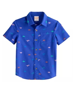 Мальчиковая рубашка с короткими рукавами на пуговицах 4-8 лет, цвет blue dinosaur print Jumping beans