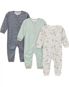 Пижама без ножек для малышей с обратной молнией, 3 шт. в упаковке, зеленый Gerber