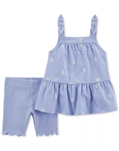 Детский комплект для девочки: топ без рукавов и шорты с принтом парусника, 2 предмета, синий Carter`s