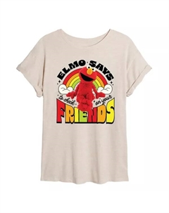 Футболка большого размера с изображением улицы Сезам и Элмо в стиле «друзей» для юниоров, бежевый Licensed character