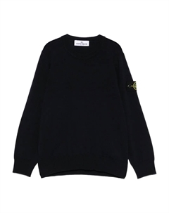 Шерстяной свитер с нашивкой-логотипом, синий Stone island junior