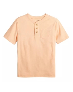 Футболка хенли с коротким рукавом и карманом для мальчиков 4–12 лет, цвет orange sorbet Jumping beans
