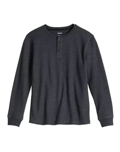 Супермягкая футболка хенли с длинным рукавом для мальчиков 8-20 лет, обычная и хаски, цвет black heather Sonoma goods for life