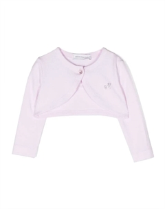 Укороченный кардиган с логотипом и стразами, розовый Monnalisa